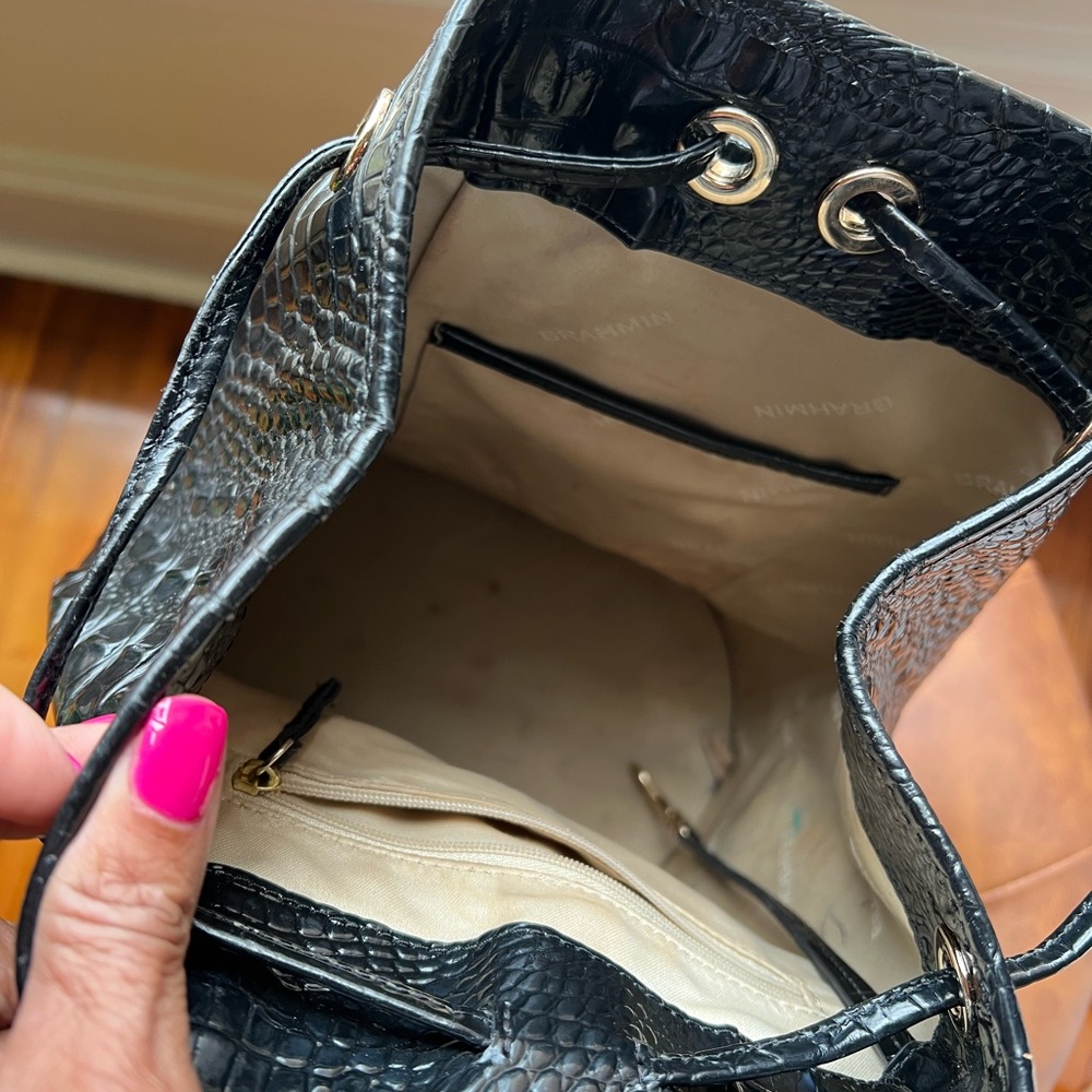 Brahmin Black Crocodile Embossed Shoulder Bag - Picture 11 of 15
